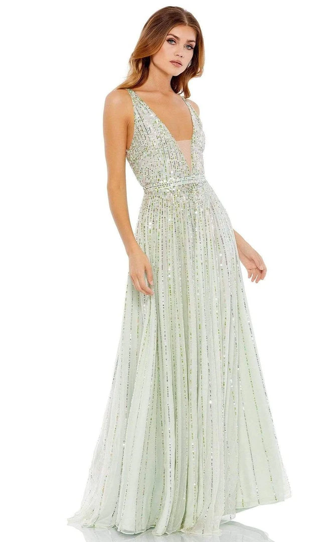 Mac Duggal - 10700 Sequined Deep V Neck A-Line Gown 3 Mac Duggal - 10700 Sequined Deep V Neck A-Line Gown