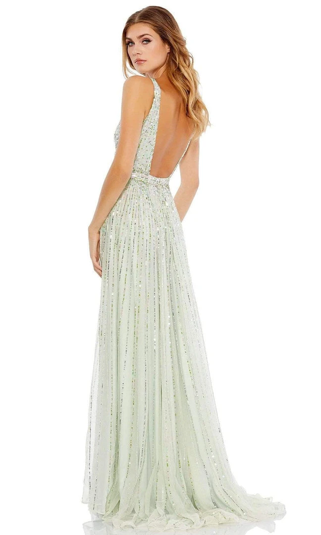 Mac Duggal - 10700 Sequined Deep V Neck A-Line Gown 4 Mac Duggal - 10700 Sequined Deep V Neck A-Line Gown