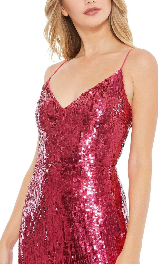 Mac Duggal - 10737 Sequined V Neck Long Sheath Dress 5 Mac Duggal - 10737 Sequined V Neck Long Sheath Dress