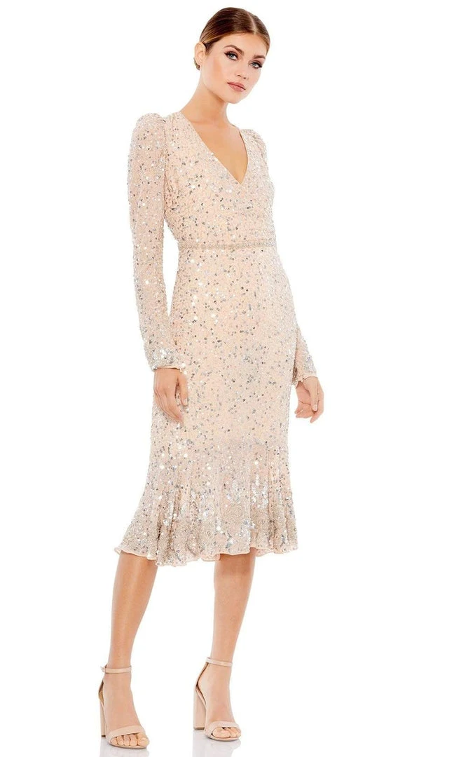 Mac Duggal - 10740 Sequined Long Sleeve Trumpet Dress 3 Mac Duggal - 10740 Sequined Long Sleeve Trumpet Dress