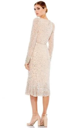 Mac Duggal - 10740 Sequined Long Sleeve Trumpet Dress