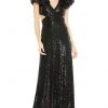 Mac Duggal - 10829 Flutter Sleeve Cutout Sequin Gown