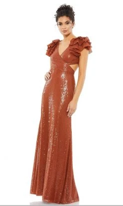 Mac Duggal - 10829 Flutter Sleeve Cutout Sequin Gown