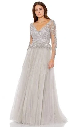 Mac Duggal - 11168 Embroidered Lace Illusion Long Sleeve A-Line Gown