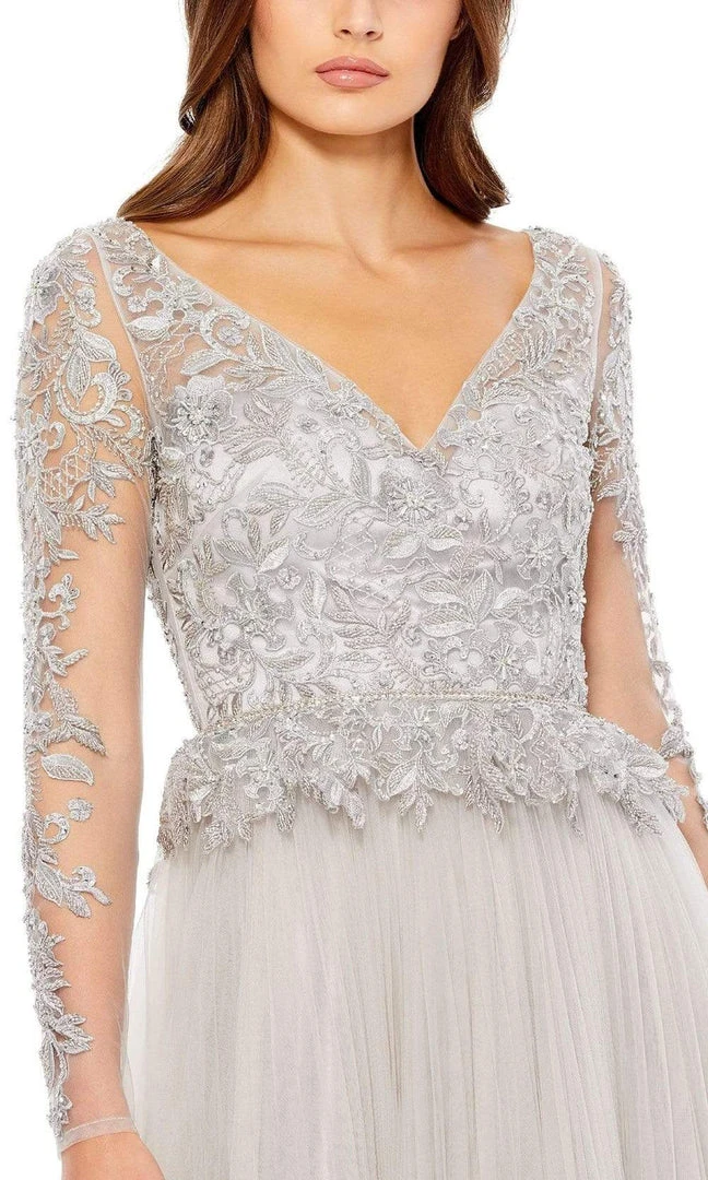 Mac Duggal - 11168 Embroidered Lace Illusion Long Sleeve A-Line Gown 5 Mac Duggal - 11168 Embroidered Lace Illusion Long Sleeve A-Line Gown