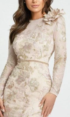 Mac Duggal - 11174 Long Sleeve Floral Accented Long Gown