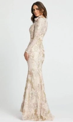 Mac Duggal - 11174 Long Sleeve Floral Accented Long Gown