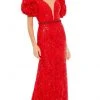 Mac Duggal - 12421 Puff Sleeve Sequined Lace Gown 2 Mac Duggal - 12421 Puff Sleeve Sequined Lace Gown