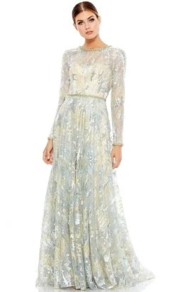 Mac Duggal - 12460 Jeweled Cuff Long Sleeve Lace Gown
