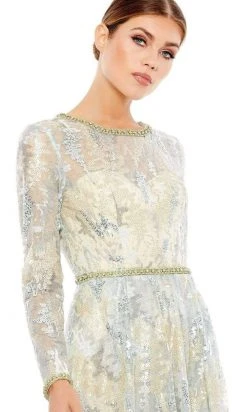 Mac Duggal - 12460 Jeweled Cuff Long Sleeve Lace Gown