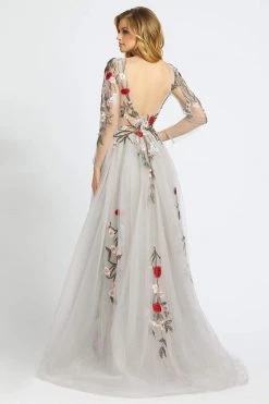 Mac Duggal - 20125D Floral Embroidered Evening Dress With Overskirt - 1 Pc Gray Multi In Size 8 Available 6 Mac Duggal - 20125D Floral Embroidered Evening Dress With Overskirt - 1 Pc Gray Multi In Size 8 Available