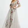 Mac Duggal - 20125D Floral Embroidered Evening Dress With Overskirt - 1 Pc Gray Multi In Size 8 Available 1 Mac Duggal - 20125D Floral Embroidered Evening Dress With Overskirt - 1 Pc Gray Multi In Size 8 Available