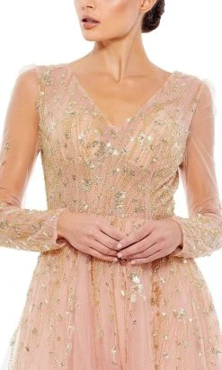 Mac Duggal - 20295 V-Neck Appliqued A-Line Dress