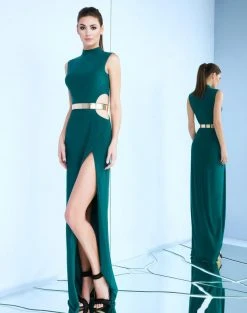 Mac Duggal - 25008 High Neck Long Dress With Slit