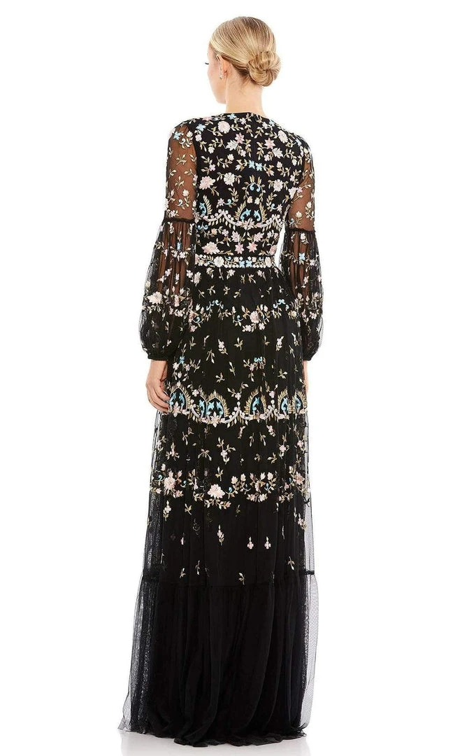 Mac Duggal - 35111 Bishop Sleeve Floral Gown 4 Mac Duggal - 35111 Bishop Sleeve Floral Gown