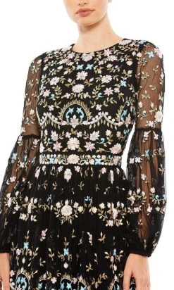 Mac Duggal - 35111 Bishop Sleeve Floral Gown 8 Mac Duggal - 35111 Bishop Sleeve Floral Gown