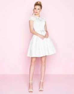 Mac Duggal - 40848N Sheer Lace A-Line Cocktail Dress