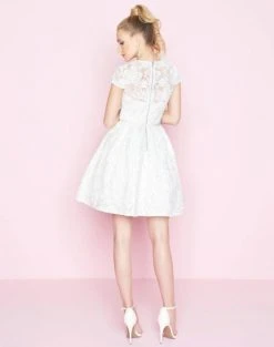 Mac Duggal - 40848N Sheer Lace A-Line Cocktail Dress 6 Mac Duggal - 40848N Sheer Lace A-Line Cocktail Dress