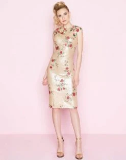 Mac Duggal - 40857N Floral Embroidered Sequin Knee Length Dress