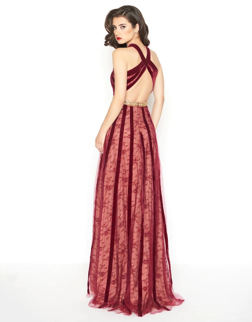 Mac Duggal - 40876R Halter Velvet A-Line Evening Gown 4 Mac Duggal - 40876R Halter Velvet A-Line Evening Gown