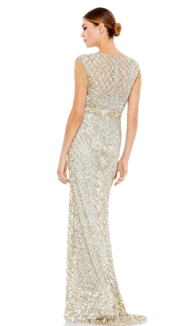 Mac Duggal - 4908 Lattice Sequined Column Long Gown 4 Mac Duggal - 4908 Lattice Sequined Column Long Gown