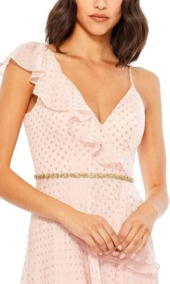 Mac Duggal - 49330 Ruffle Trimmed Polkadot High Low Dress