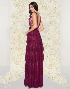 Mac Duggal - 50423D Deep V-Neck Column Gown