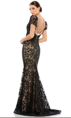 Mac Duggal 50644 - Embroidered Puff Sleeve Evening Dress