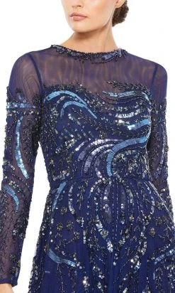 Mac Duggal - 5217 Illusion Neckline And Sleeve Embellished A-Line Gown 9 Mac Duggal - 5217 Illusion Neckline And Sleeve Embellished A-Line Gown