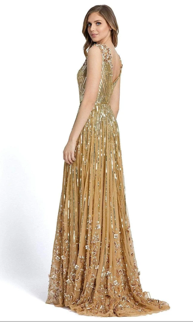 Mac Duggal - 5223 3D Floral Accent Sequin Embellished A-Line Gown 4 Mac Duggal - 5223 3D Floral Accent Sequin Embellished A-Line Gown