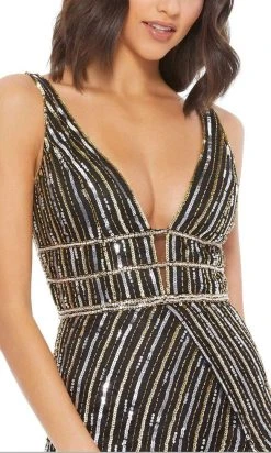 Mac Duggal - 5232 Sequin-Stripe High Slit Dress 7 Mac Duggal - 5232 Sequin-Stripe High Slit Dress