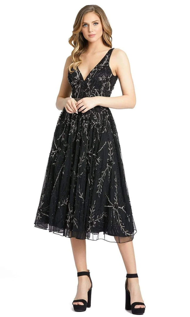 Mac Duggal - 5320 Tea Length Beaded A-Line Dress 3 Mac Duggal - 5320 Tea Length Beaded A-Line Dress