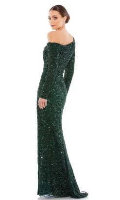 Mac Duggal - 5449 Long Sleeve Sequin Sheath Gown
