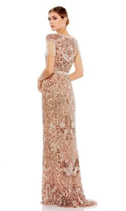 Mac Duggal - 5452 Contemporary Fringe Beaded Column Gown