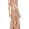 Mac Duggal - 5452 Contemporary Fringe Beaded Column Gown 1 Mac Duggal - 5452 Contemporary Fringe Beaded Column Gown
