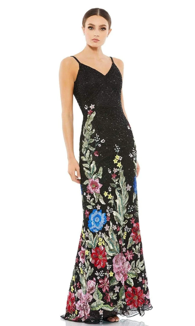 Mac Duggal - 5475 V-Neck Floral Appliqued Dress 3 Mac Duggal - 5475 V-Neck Floral Appliqued Dress