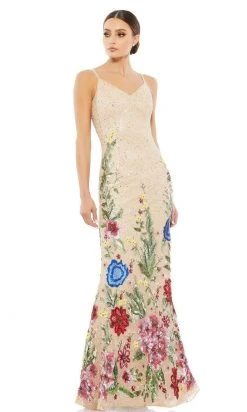 Mac Duggal - 5475 V-Neck Floral Appliqued Dress 9 Mac Duggal - 5475 V-Neck Floral Appliqued Dress