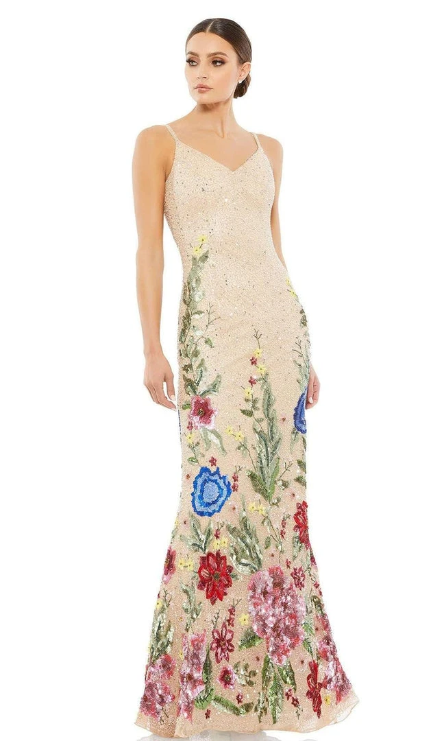 Mac Duggal - 5475 V-Neck Floral Appliqued Dress 6 Mac Duggal - 5475 V-Neck Floral Appliqued Dress