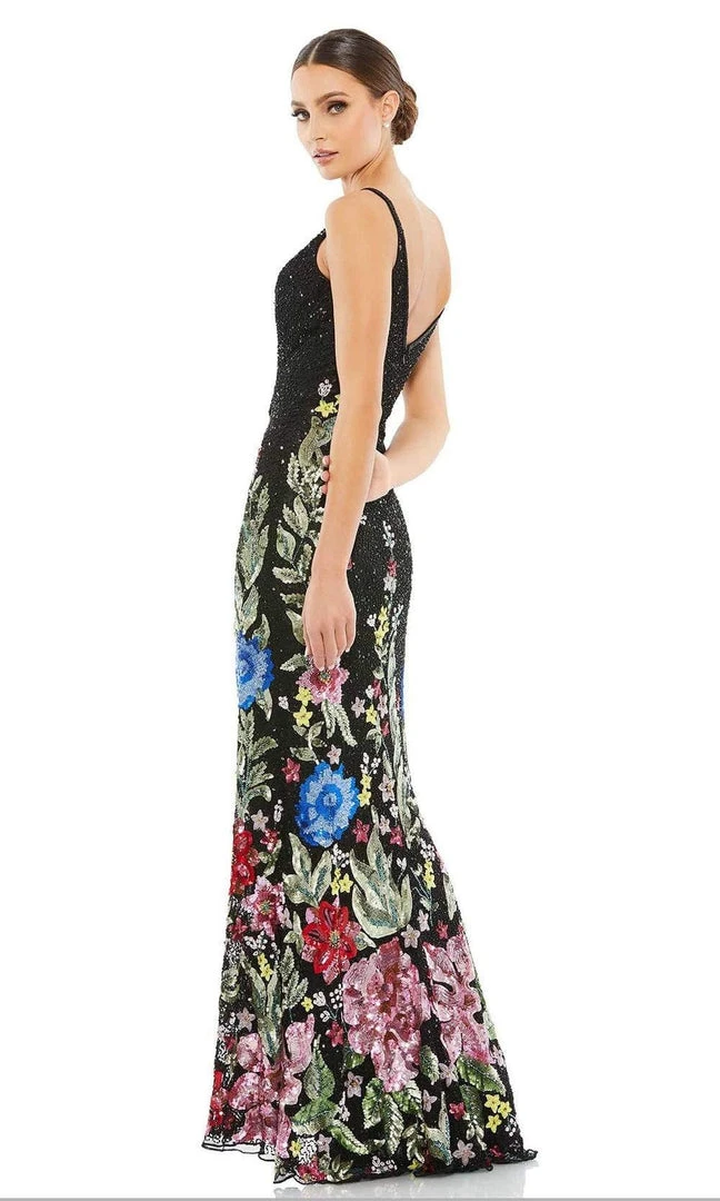 Mac Duggal - 5475 V-Neck Floral Appliqued Dress 4 Mac Duggal - 5475 V-Neck Floral Appliqued Dress