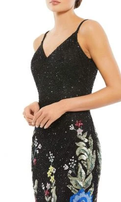Mac Duggal - 5475 V-Neck Floral Appliqued Dress 8 Mac Duggal - 5475 V-Neck Floral Appliqued Dress