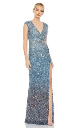 Mac Duggal - 5489 Cap Sleeve Ombre Sequin Gown