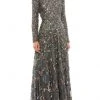 Mac Duggal - 5496 Long Sleeve Lattice Sequin Gown