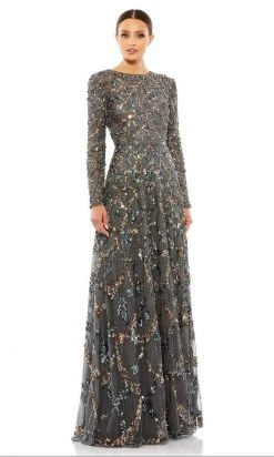 Mac Duggal - 5496 Long Sleeve Lattice Sequin Gown