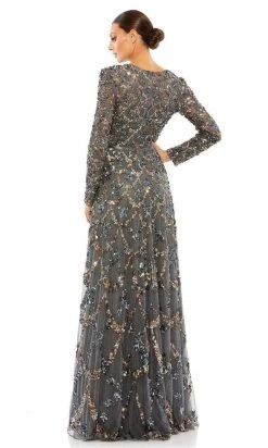 Mac Duggal - 5496 Long Sleeve Lattice Sequin Gown