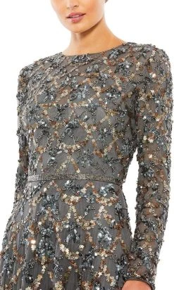 Mac Duggal - 5496 Long Sleeve Lattice Sequin Gown