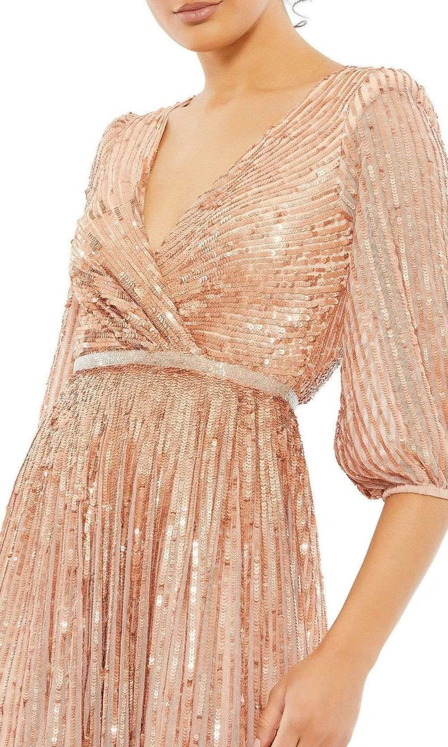 Mac Duggal - 5509 Bishop Sleeve Sequin A-Line Gown 5 Mac Duggal - 5509 Bishop Sleeve Sequin A-Line Gown