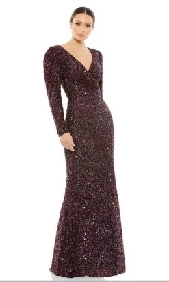 Mac Duggal - 5510 Sequined Long Sleeve Gown 10 Mac Duggal - 5510 Sequined Long Sleeve Gown