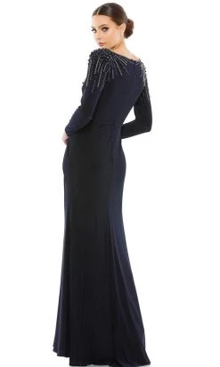 Mac Duggal 55715 - Long Sleeved Embellished Shoulders Jersey Dress