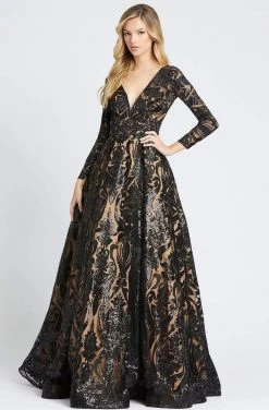 Mac Duggal - 66334H Sequin Deep V-neck Ballgown