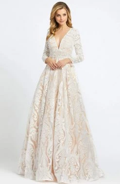 Mac Duggal - 66334H Sequin Deep V-neck Ballgown